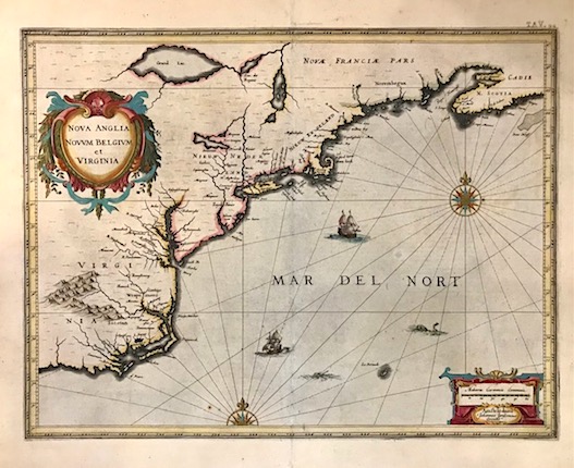 Mercator Gerard - Hondius Jodocus Nova Anglia, Novum Belgium et Virginia 1637 Amsterdam 